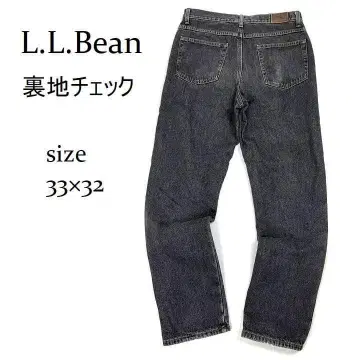 엘엘빈 안감 체크 데님 팬츠 33 x 32 블랙 USA 원단