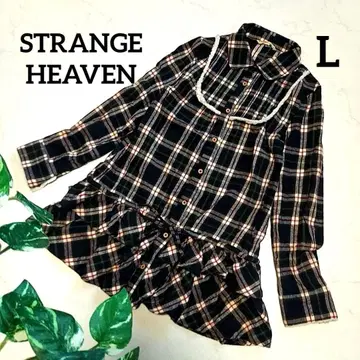 스트레인지헤븐 프릴 체크 원피스 튜닉 가을/겨울 무스탕 소매 걸리시