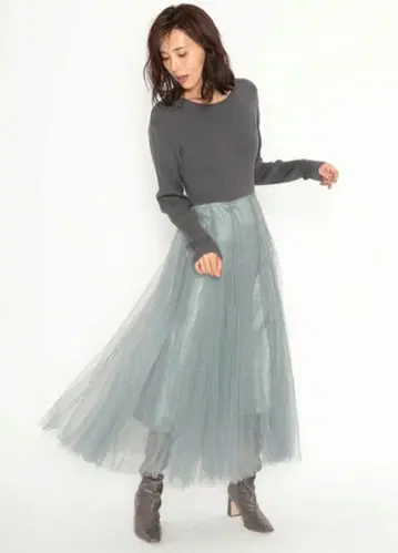 SNIDEL 니트 튤 원피스