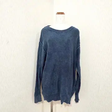 cepo 코튼 니트 드롭 숄더 블루 루즈 실루엣 ( M )