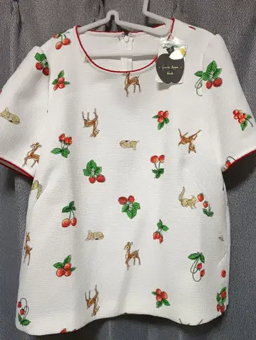 프랑슈리페 블랙 빨간 열매 블라우스