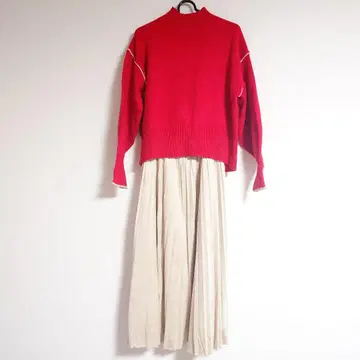 [새상품급] any SIS 볼륨 니트 x 스웨이드라이크 스커트 세트