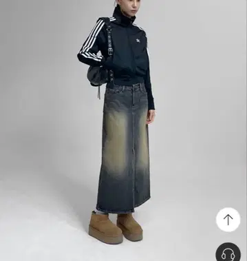 새상품급 BLACKUP 워시 데님 롱 스커트 M