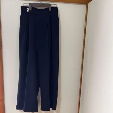 any sis 네이비 와이드 팬츠 밴딩 허리