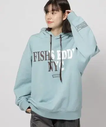 FISH EDDY NYT 스카이블루 오버 사이즈 후드티