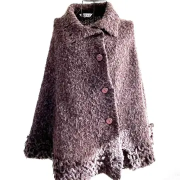 판초 부클레 가볍고 따뜻한 브라운 니트풍 케이프