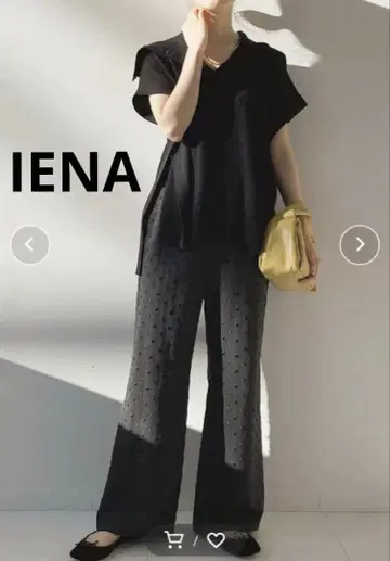 이에나 자수 도트 이지 팬츠 블랙 36 S