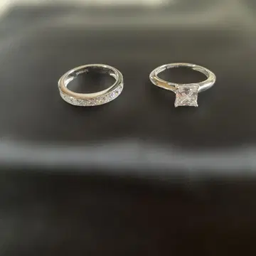 다이아 모니크 프린세스컷 실버 반지 2개 세트 9호 새상품