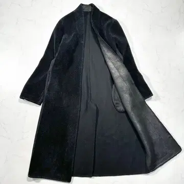 미사용급 바지레 28 무스탕 롱 코트 보아 절개 라무 현행 택 블랙 9호