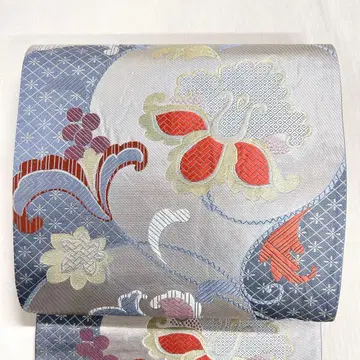 후쿠로 오비 능화꽃+덩굴 패턴 당오리 금실 기모노 오비 012k
