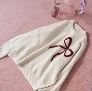 자카드 리본 니트 풀오버