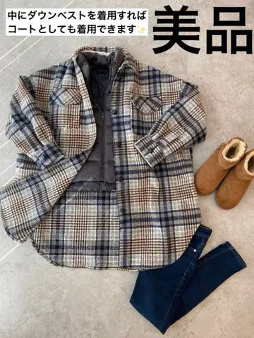 새상품급 체크 코트 빅 실루엣 싸개 버튼 밀크페도 롱