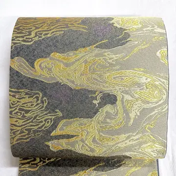 후쿠로 오비 마블 유수 무늬 금실 기모노 003k