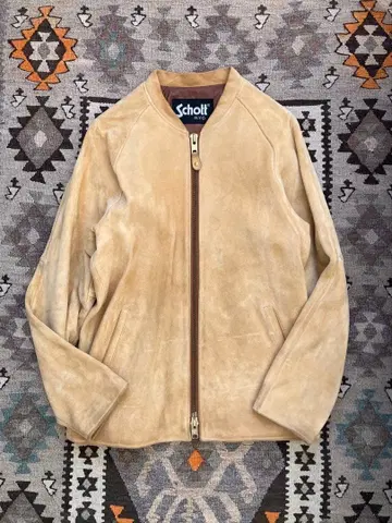 Schott 베이지 스웨이드 싱글 가죽 자켓