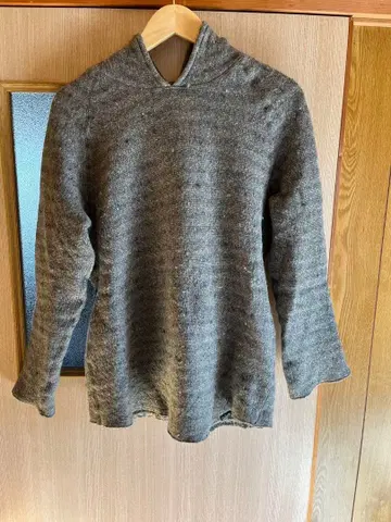 GO HEMP 울 혼방 후드 부착 그레이 후드티