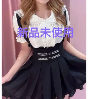 [ 택 포함 새상품 ] AnkRouge 홀터 리본 치마바지 M 블랙