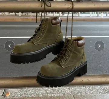 (sedacle)올리브 그린 통굽 스트링 부츠 24~24.5cm