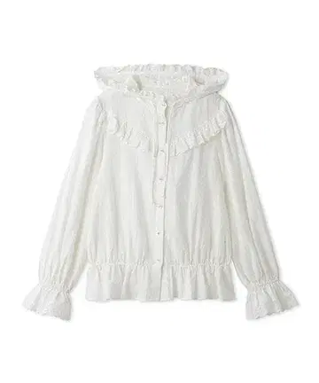 LILY BROWN 후디 코튼 레이스 블라우스 [ WHT ]