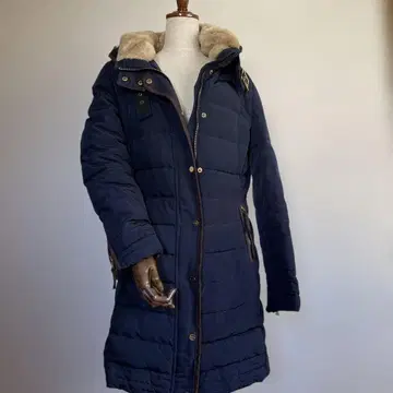 ZARA 네이비 후드 부착 롱 다운 자켓