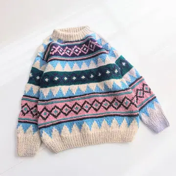 빅 사이즈 에콰도르제 네이티브 무늬 울 니트 올 패턴 핸드 니트 S9