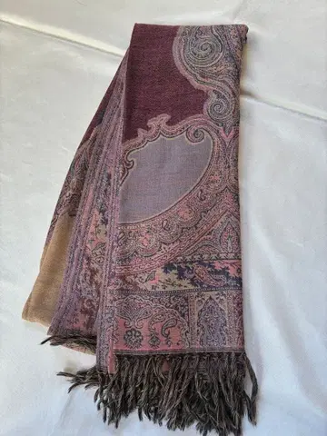 대형 스톨 페이즐리 무늬 에스닉 프린지 부착 가을/겨울 방한 숄 겉옷