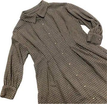 체크 무늬 긴팔 셔츠 원피스