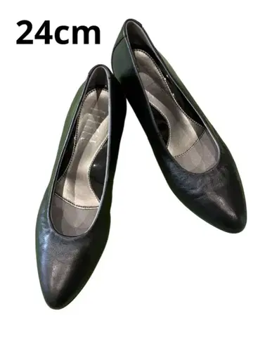 fitfit 핏핏 아몬드 토 가죽 펌프스 24cm 블랙