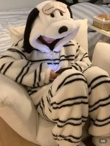 강아지 얼굴 후드 부착 룸웨어 복슬복슬