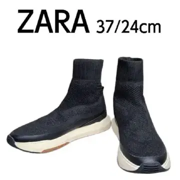 ZARA 하이컷 스니커즈 37/24cm 블랙