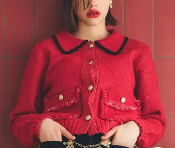 [ FURFUR ] 트위디 니트 자켓 [ RED ]