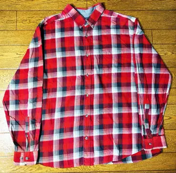 빨간색과 그레이 체크 플란넬 셔츠 구제 의류