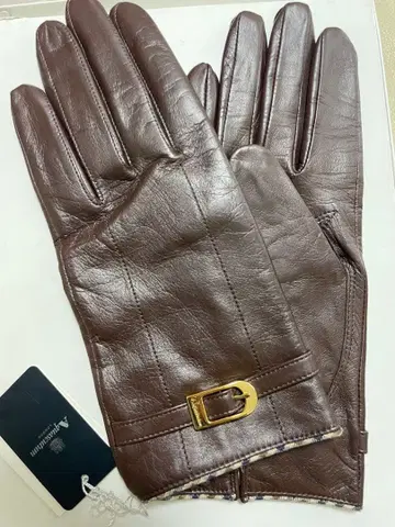 브라운 가죽 장갑 금장 장식 포함 aquascutum 20cm