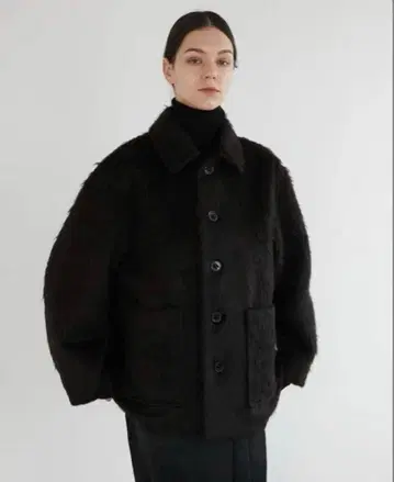 la peau de gem shaggy middle coat black