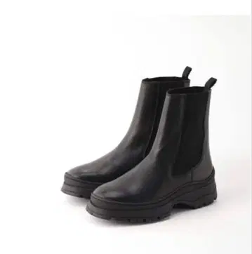 사이드 고어 부츠 블랙 통굽 가죽