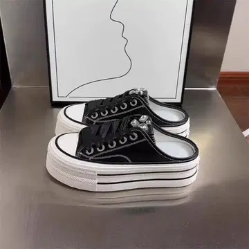 통굽 스니커즈 슬리퍼 캔버스 스니커즈 여성용 뮬