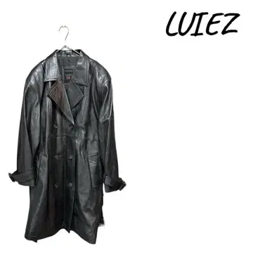 LUIEZ 블랙 가죽 더블 브레스트 코트 L상당