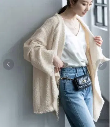 노블 정가 4.4만 ESTREMA 트위드 드레이프 자켓 에크루