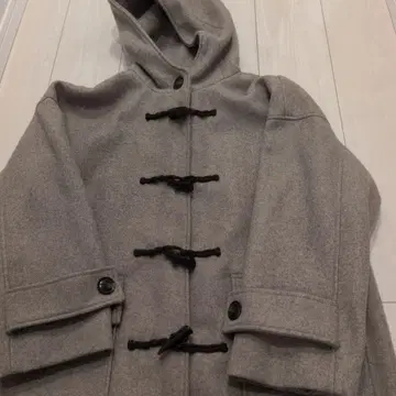 그레이 더플 코트 후드 부착