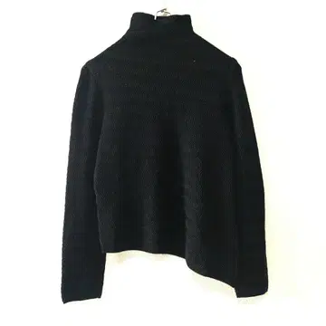 PINORE 이탈리아제사 라메 울 혼방 웨이브 니트 하이넥 블랙 38