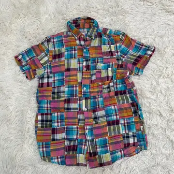 BEAMS BOY 빔즈 보이 컬러풀 체크 무늬 반팔 셔츠