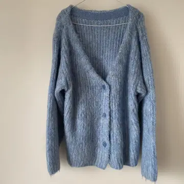 [ mystic ] 프린지 장식 블루 니트 가디건