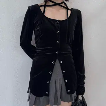 mline 벨로아 초커 버튼 가디건