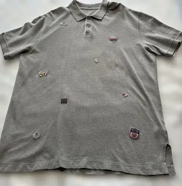 파파스 피케 셔츠 로고 패치 사이즈 LL 얼룩 있음