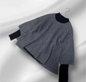 빅 사이즈! 자유구/44/플레어 니트/세탁 가능/A라인/울 블렌드