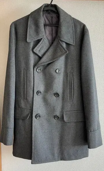 피 코트 그레이 더블 브레스트