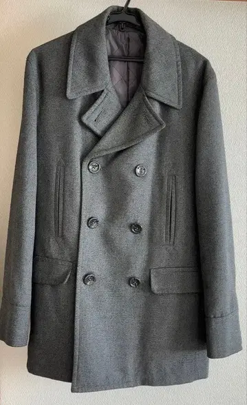피 코트 그레이 더블 브레스트