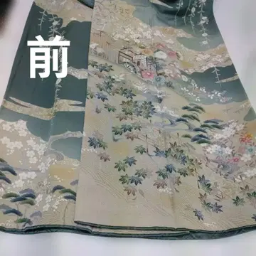 호몬기 모스그린 색 꽃무늬 풍경화