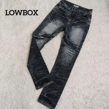 LOWBOX 스트레이트 데님 76 y2k 청바지 주름 가공 귀 히게