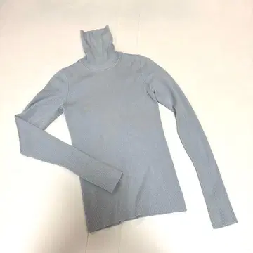 LOUNIE 리브 터틀넥 니트 풀오버 FREE 사이즈 블루 그레이