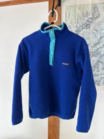 patagonia 플리스 자켓 파랑 하프 지퍼 스냅